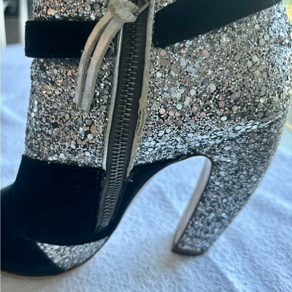 Miu Miu Glitter Open Toe Boots. Size 6. Used - Go… - image 4